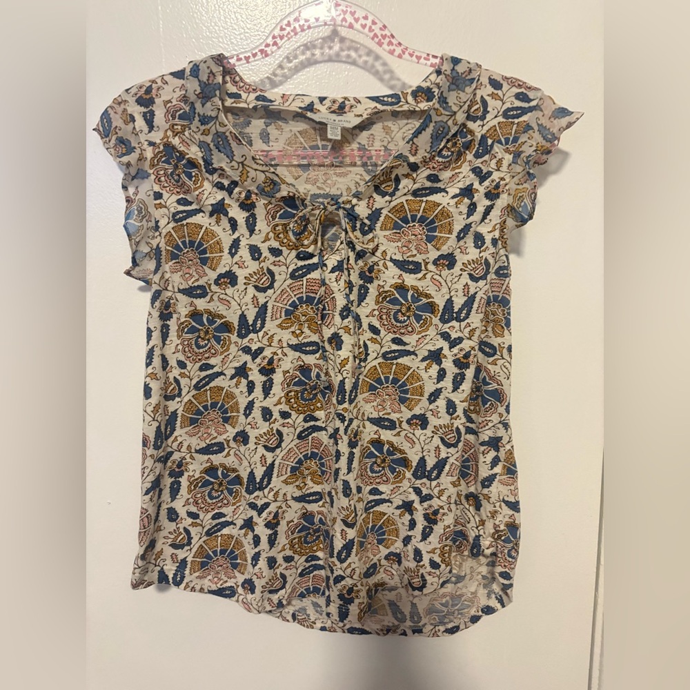 Lucky Brand Fluttery Floral Boho Blouse Fairycore, Cottagecore